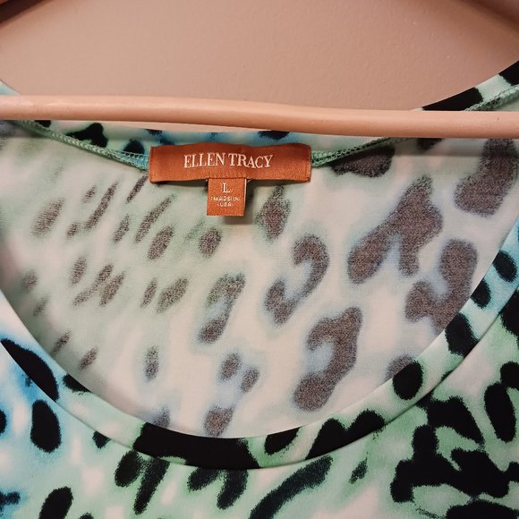 2PC summery tank & jacket set cheetah print w/3/4 sleeve Sz L EUC - Picture 5 of 9